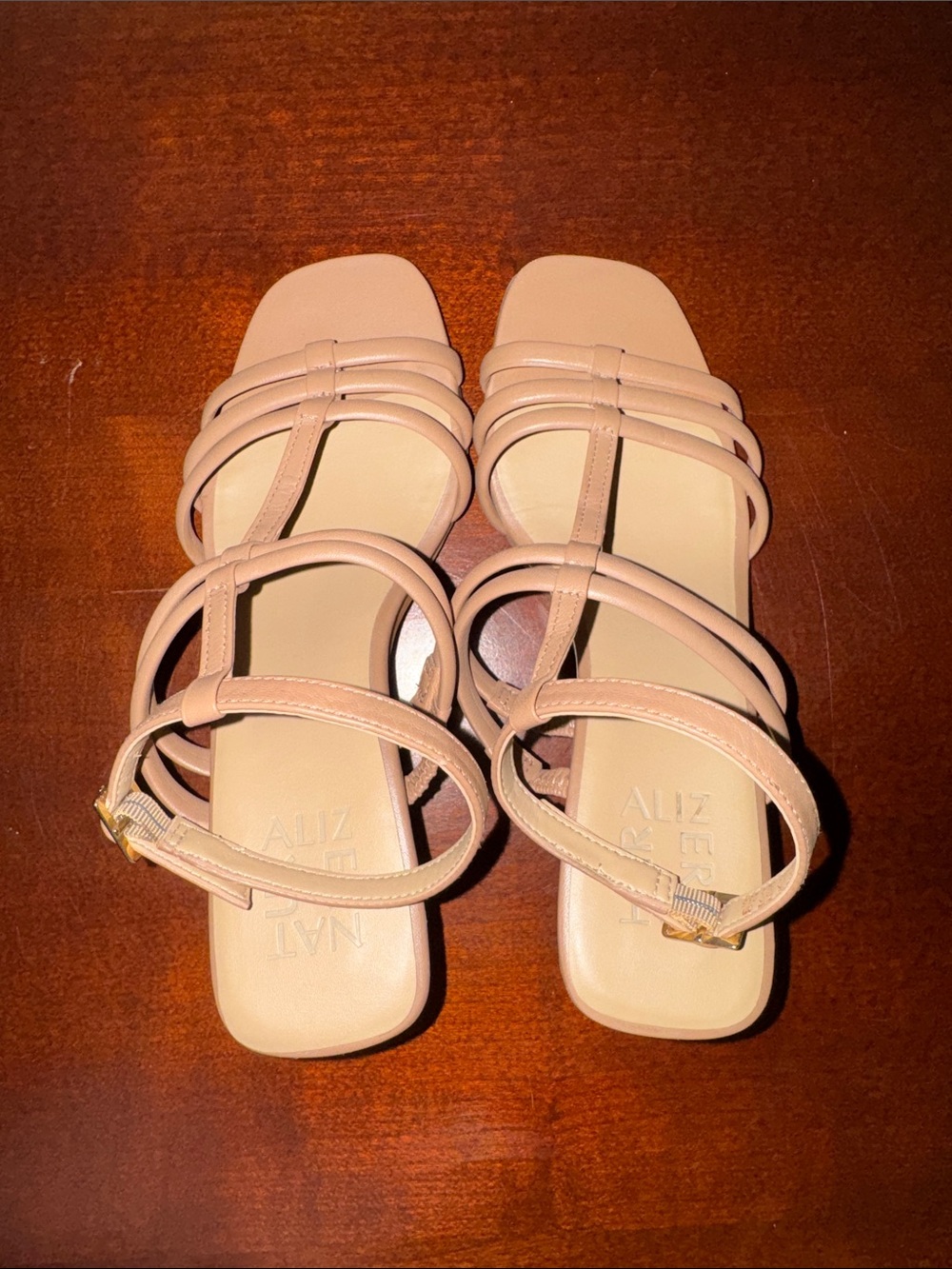 Naturalizer Tan Strappy Square-Toe Sandals